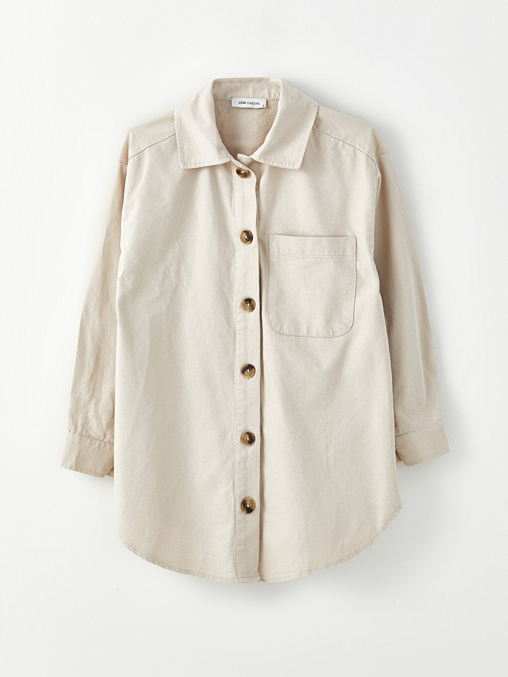 Plain Long Sleeve Oversize Gabardine Women's Shirt Jacket