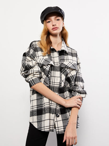 Plaid Long Sleeve Flannel Oversize Women's Lumberjack Shirt Jacket