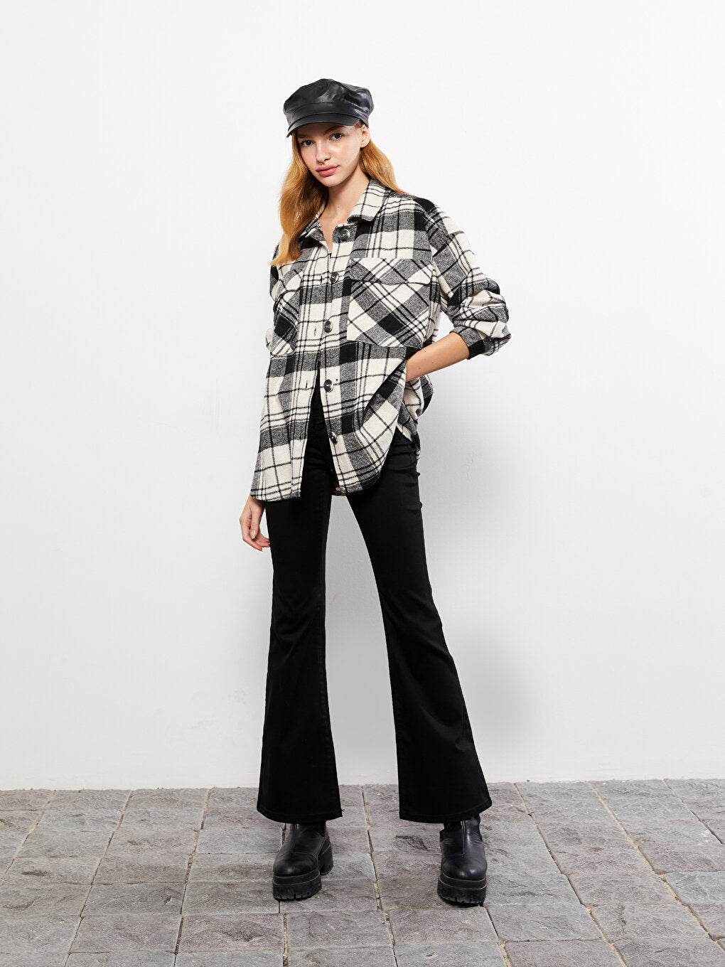 Plaid Long Sleeve Flannel Oversize Women's Lumberjack Shirt Jacket