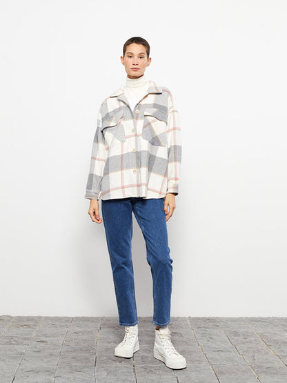 Plaid Long Sleeve Flannel Oversize Women's Lumberjack Shirt Jacket