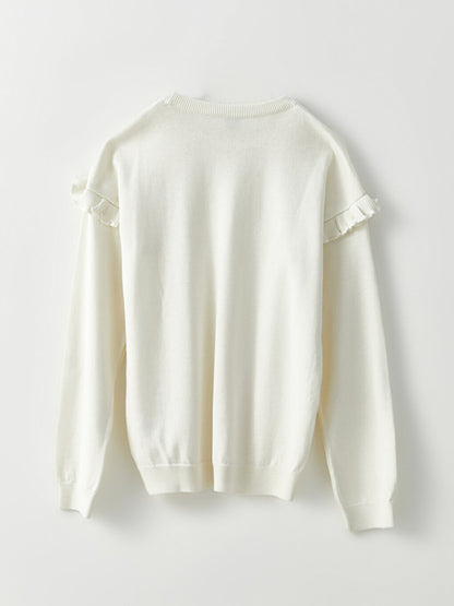 Crew Neck Basic Long Sleeve Girl's Knitwear Sweater