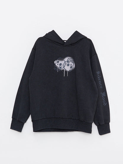 Hooded Printed Long Sleeve Boy's Sweatshirt