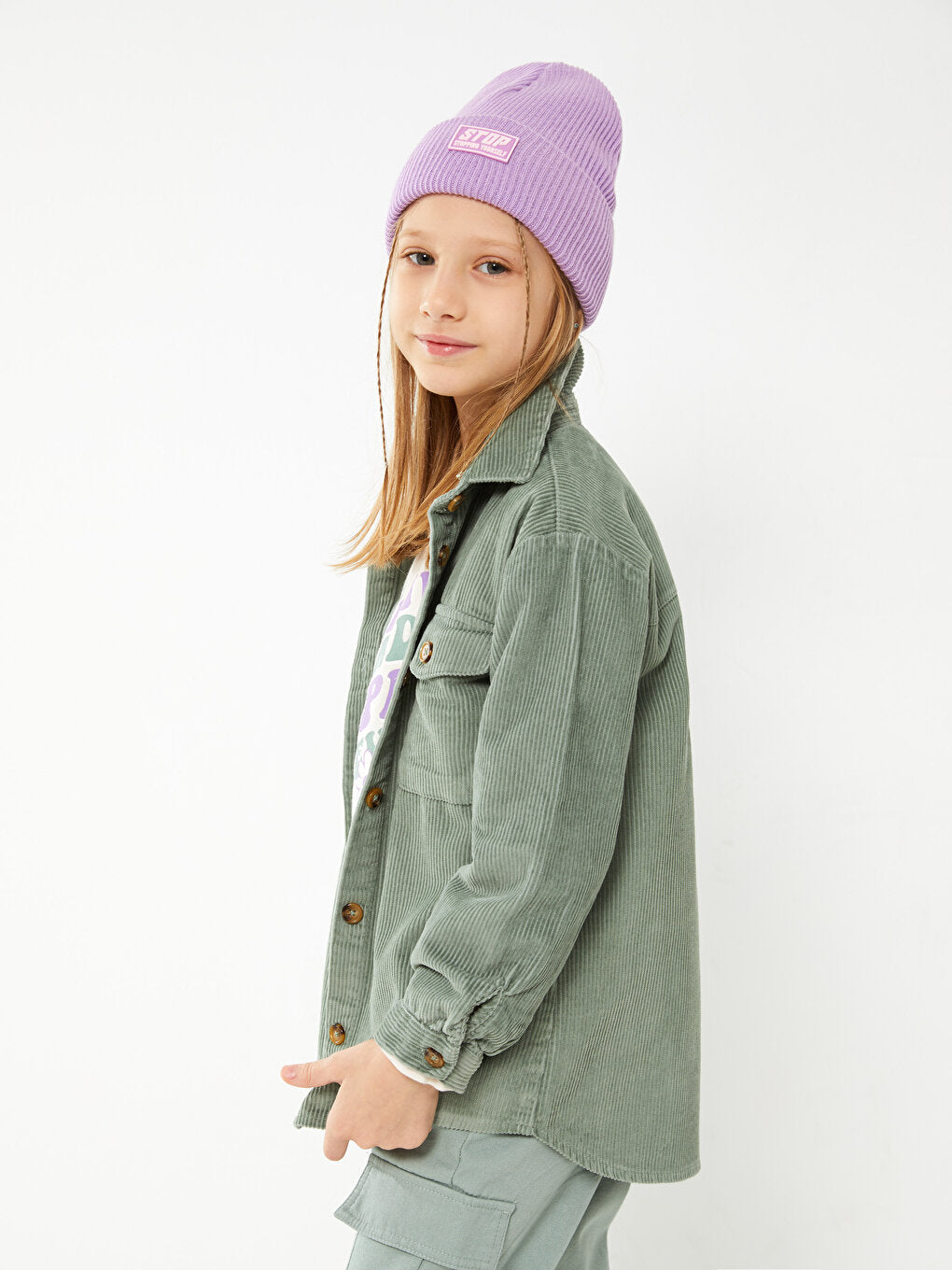 Basic Long Sleeve Velvet Girls' Shirt