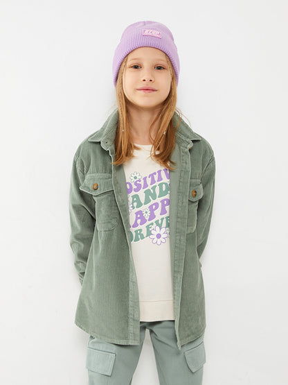 Basic Long Sleeve Velvet Girls' Shirt