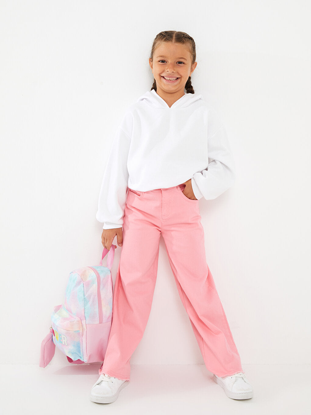 Basic Wide Leg Gabardine Girls' Trousers