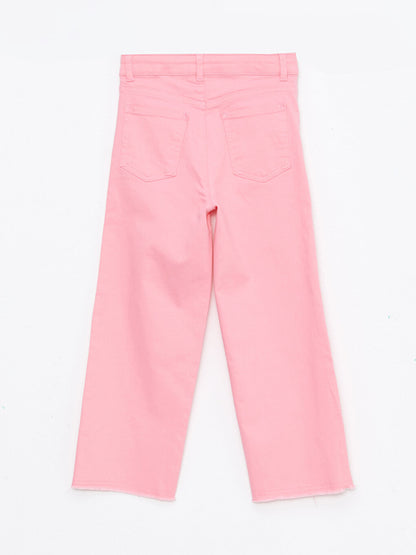 Basic Wide Leg Gabardine Girls' Trousers