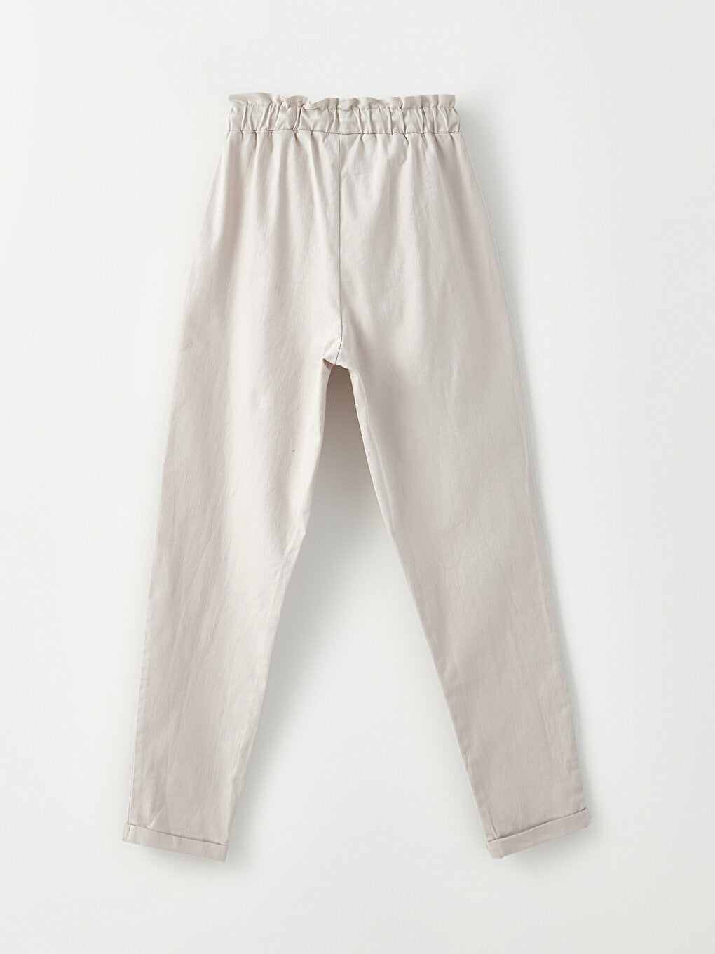 Basic Gabardine Girl's Trousers with Elastic Waist