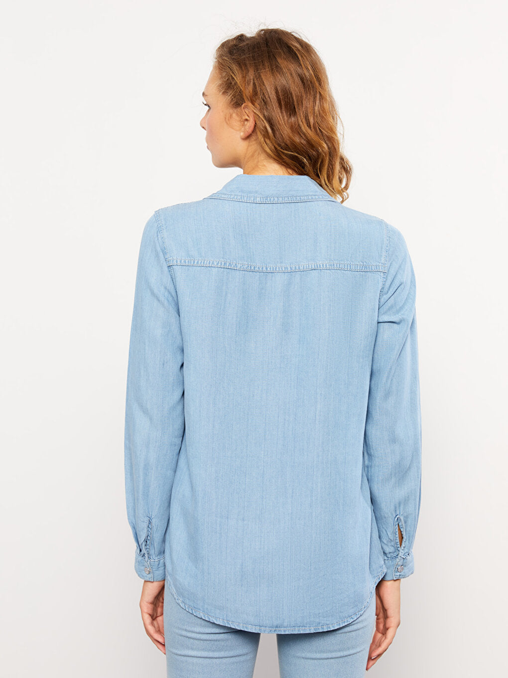 Plain Long Sleeve Women's Jean Shirt