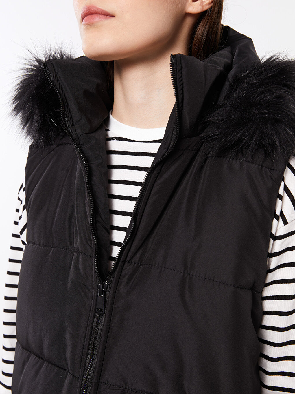 Women's Hooded Plain Puffer Vest