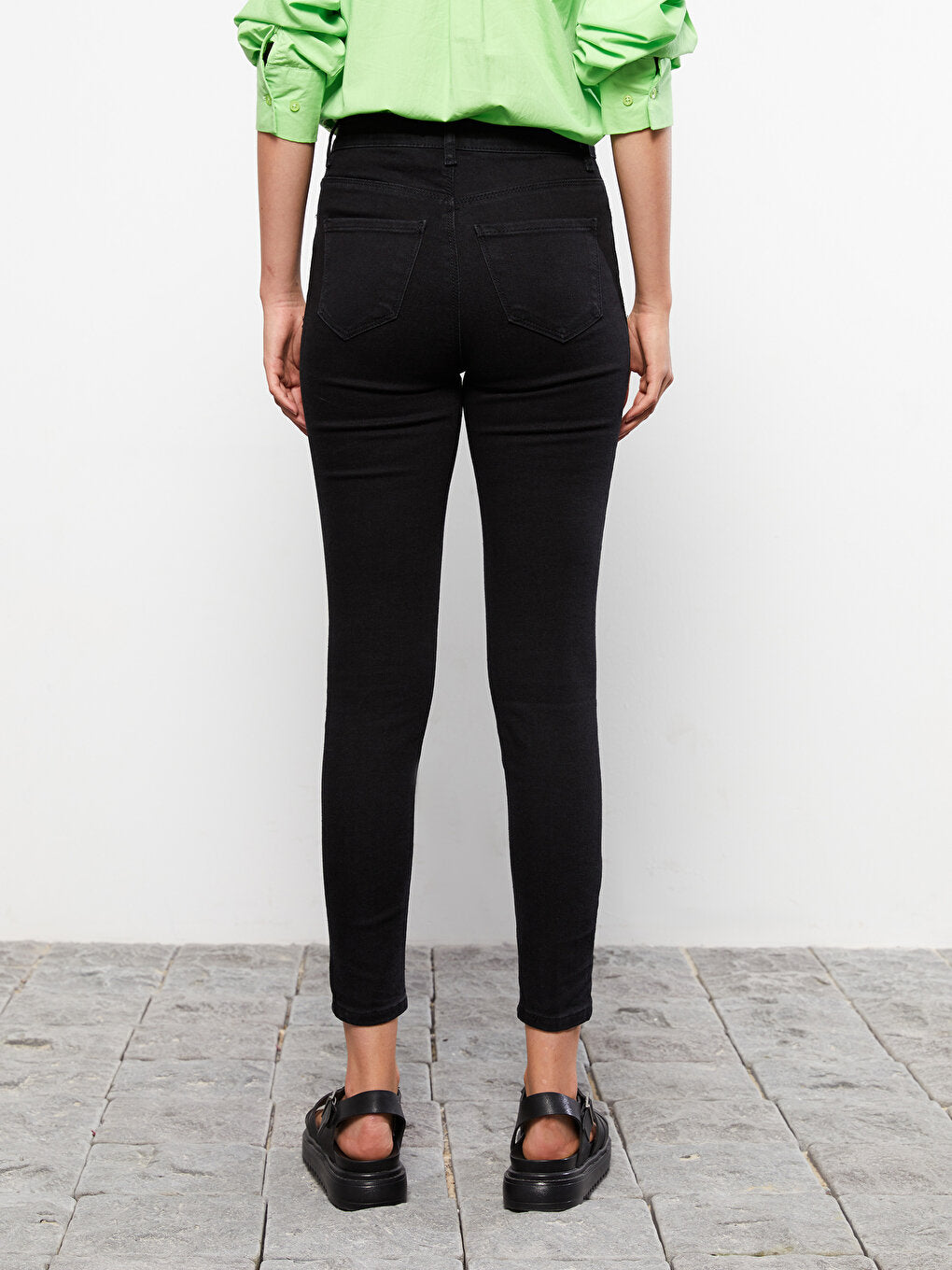 High Waist Super Skinny Fit Straight Pocket Detailed Women's Jean Trousers