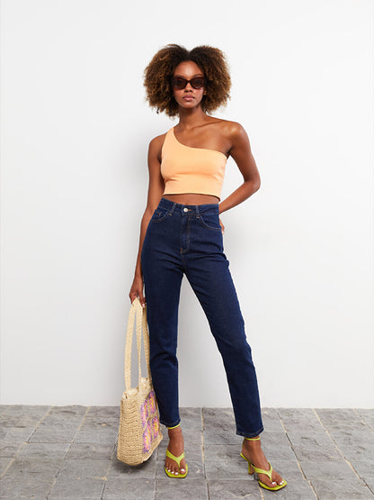 Slim Fit Straight Pocket Detailed Women's Jean Trousers