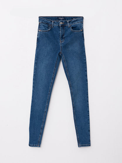 High Waist Skinny Fit Straight Pocket Detailed Women's Rodeo Jean Trousers