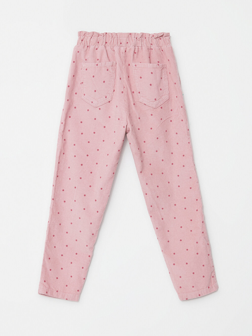 Patterned Velvet Girls Trousers with Elastic Waist