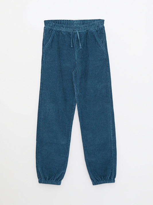 Basic Velvet Boy's Jogger Trousers with Elastic Waist