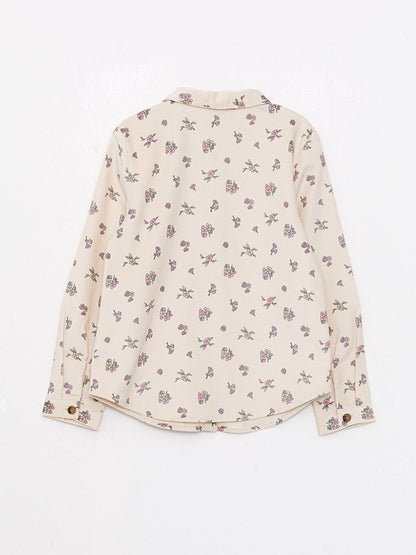 Patterned Long Sleeve Velvet Girls' Shirt