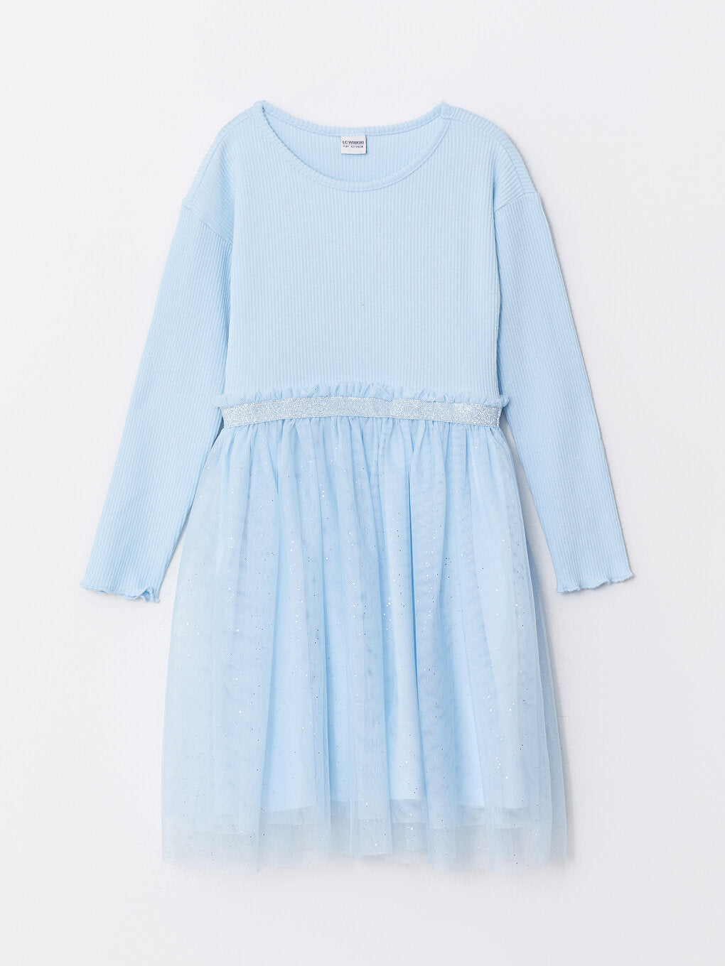 Crew Neck Basic Long Sleeve Girl's Dress