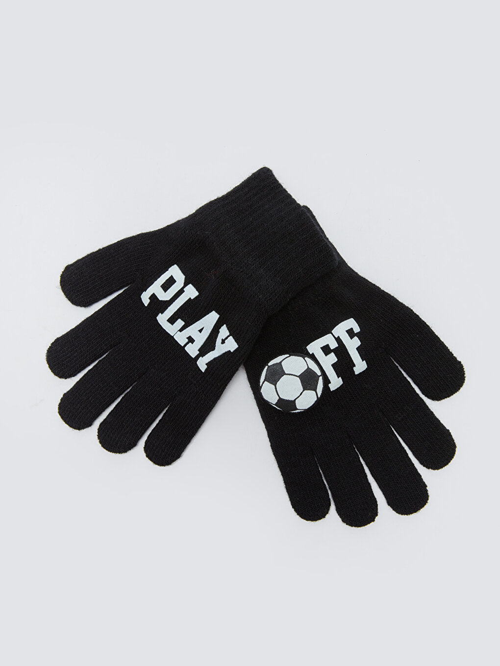 Text Printed Boy's Knitwear Gloves