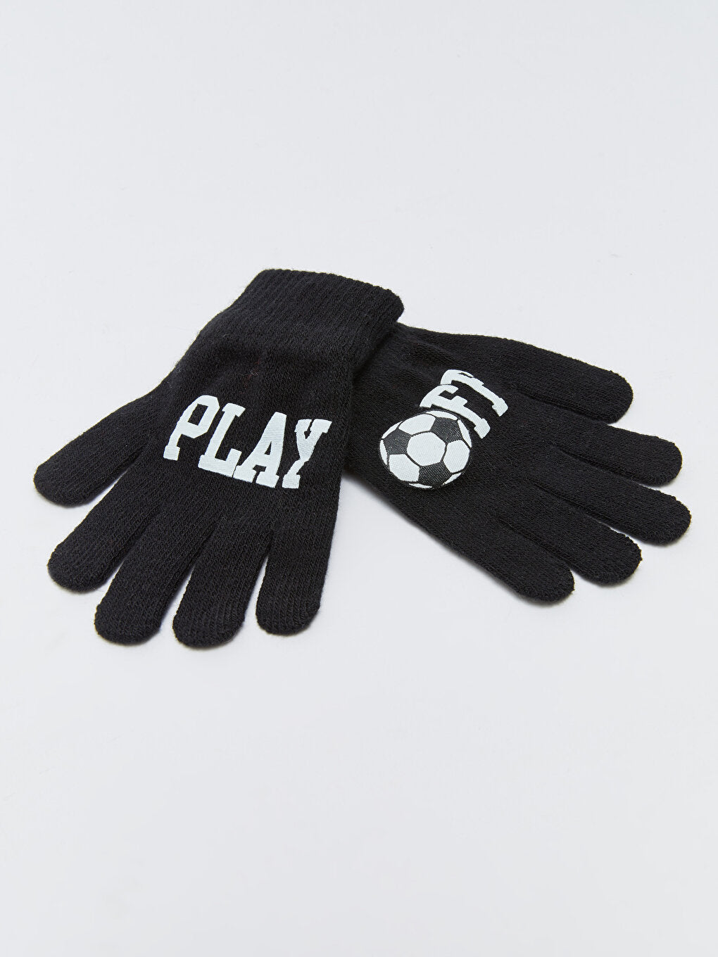 Text Printed Boy's Knitwear Gloves