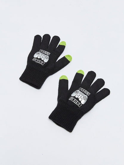 Printed Boy's Knitwear Gloves