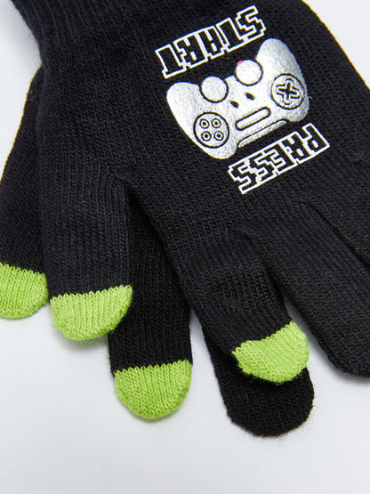 Printed Boy's Knitwear Gloves