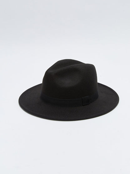 Men's Stamped Fedora Hat with Stripe Detail