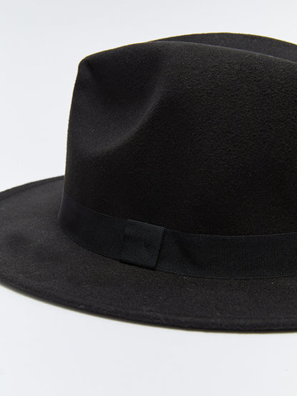 Men's Stamped Fedora Hat with Stripe Detail