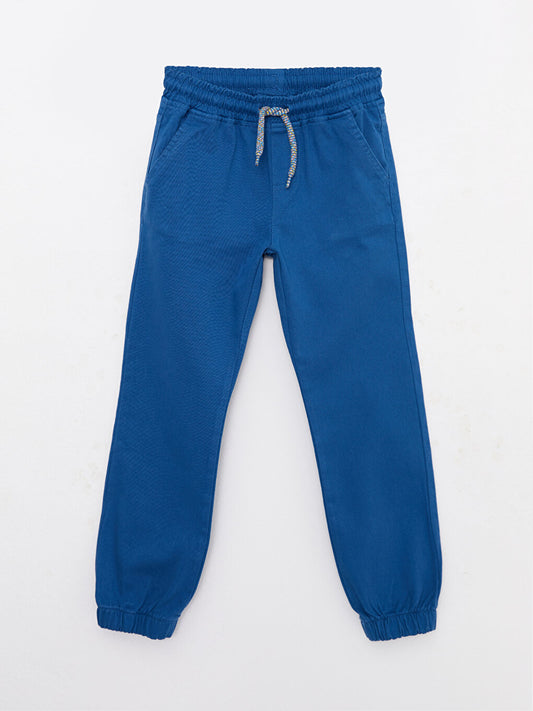 Basic Gabardine Boy's Jogger Trousers with Elastic Waist