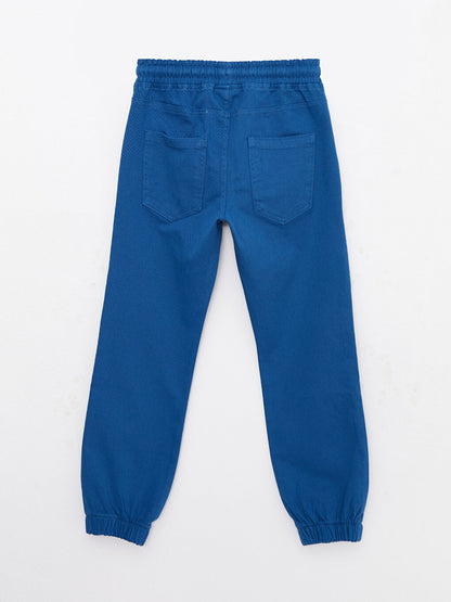 Basic Gabardine Boy's Jogger Trousers with Elastic Waist