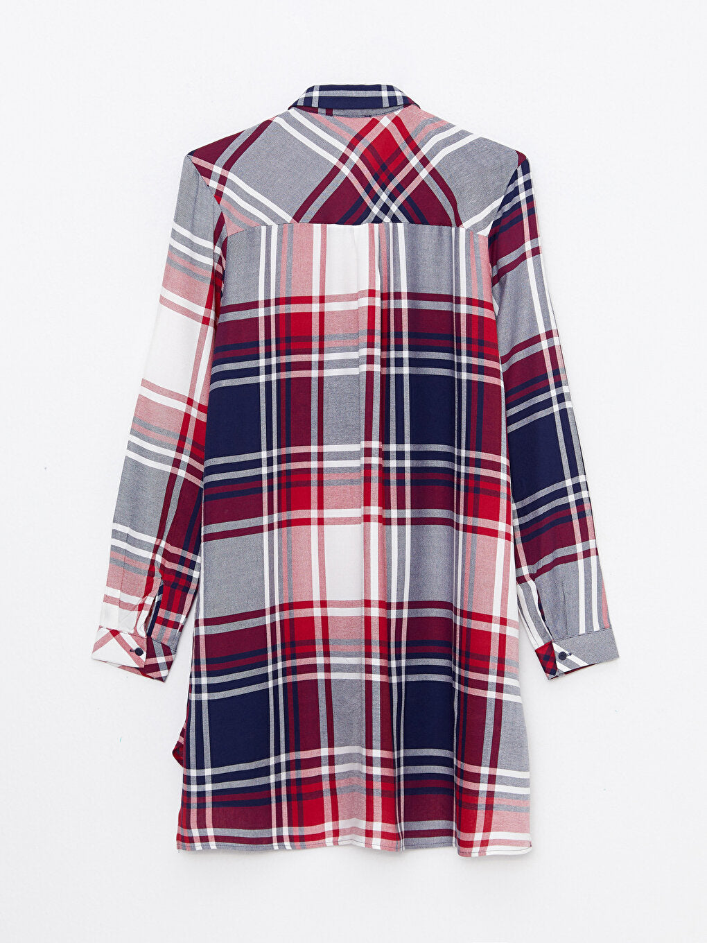 Plaid Long Sleeve Viscose Women's Shirt Tunic