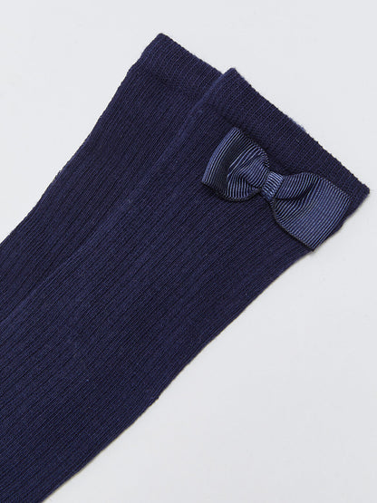 Girls' Knee-high Socks with Bow Detail