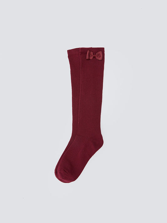 Girls' Knee-Cuff Socks with Bow Detail