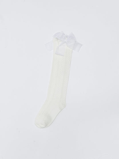 Girls' Knee-Cuff Socks with Bow Detail