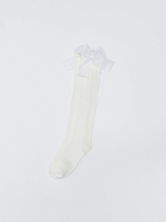 Girls' Knee-Cuff Socks with Bow Detail