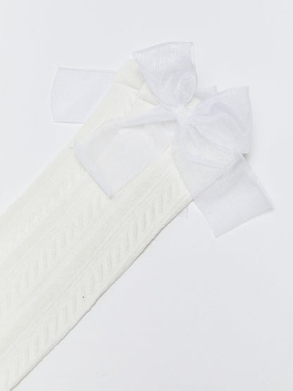 Girls' Knee-Cuff Socks with Bow Detail