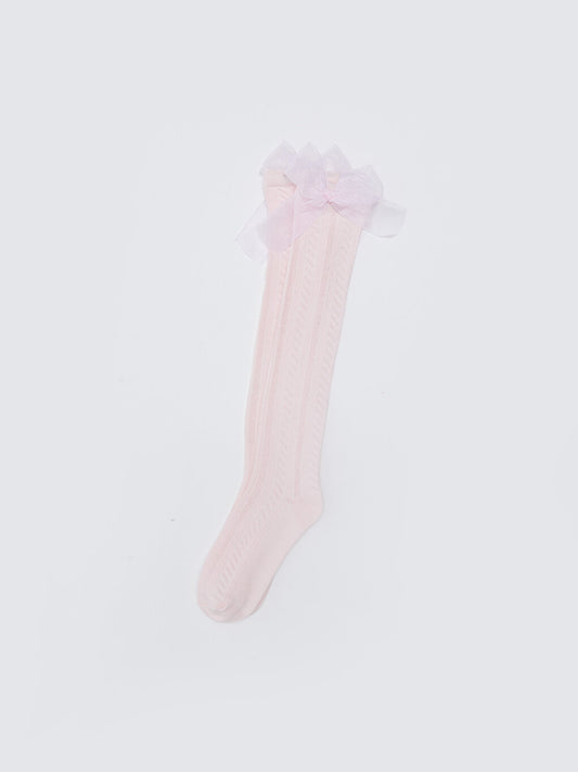 Girls' Knee-high Socks with Bow Detail