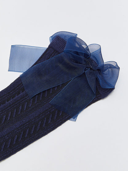 Girls' Knee-high Socks with Bow Detail