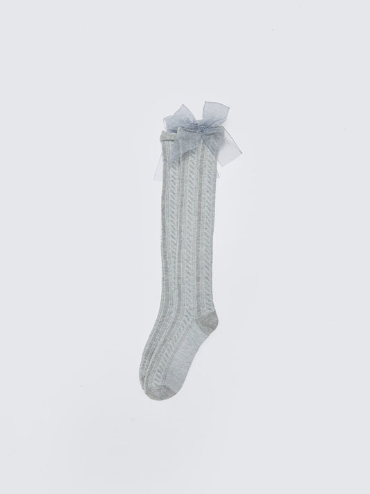 Girls' Knee-high Socks with Bow Detail