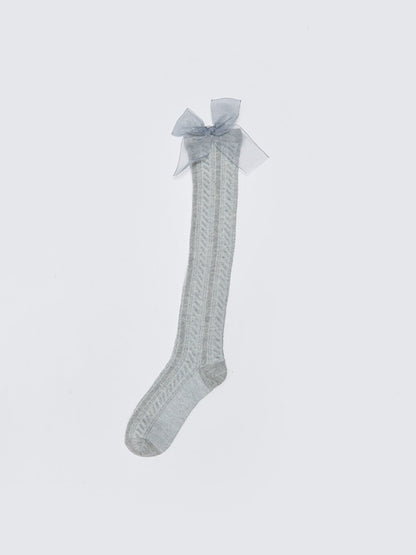 Girls' Knee-high Socks with Bow Detail