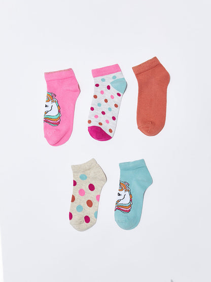 Patterned Girl's Booties Socks 5-pack