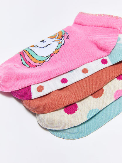 Patterned Girl's Booties Socks 5-pack