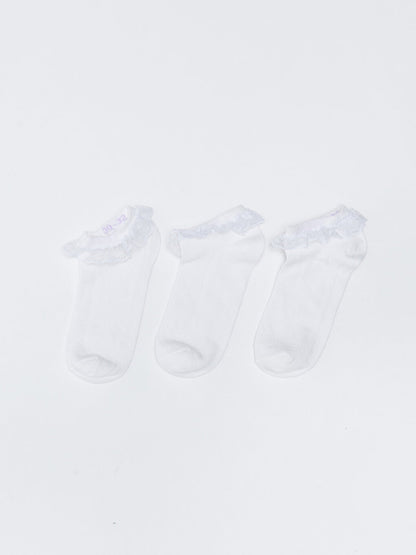 Lace Detailed Girl's Booties Socks 3-pack