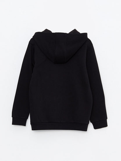 Hooded Basic Long Sleeve Boy's Zipper Sweatshirt