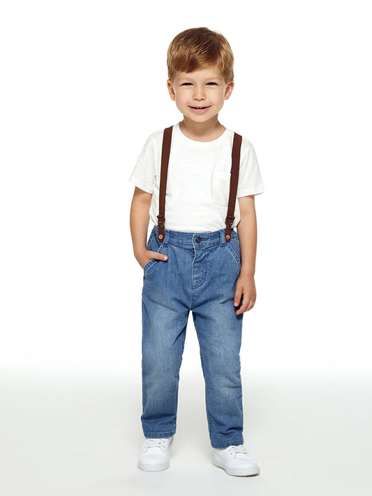 Basic Baby Boy Jean Pants and Trouser Suspenders 2-Piece Set