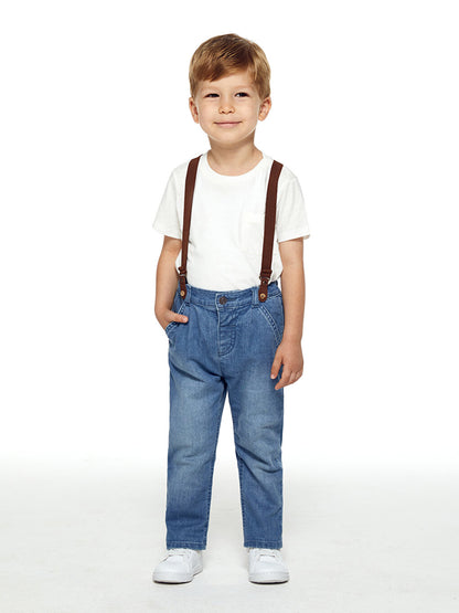 Basic Baby Boy Jean Pants and Trouser Suspenders 2-Piece Set