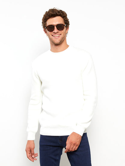 Crew Neck Long Sleeve Men's Knitwear Sweater