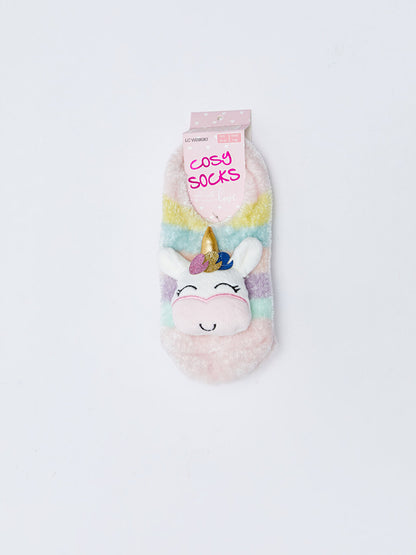 Appliqued Embroidered Girl's Home Socks