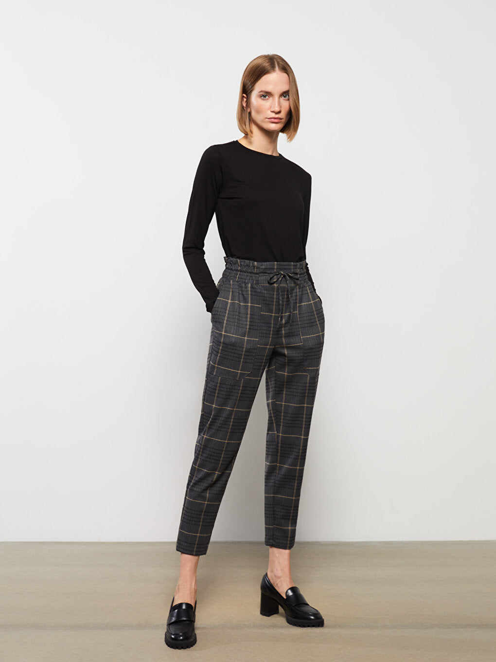 Standard Fit Plaid Women's Trousers