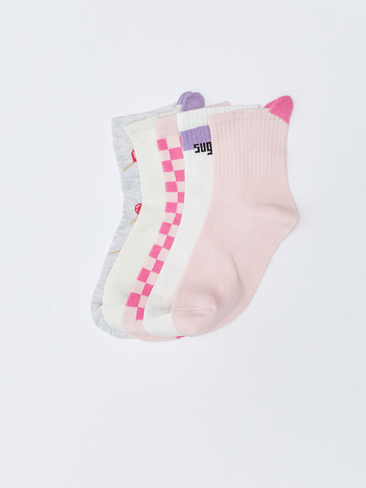 Patterned Girl's Socks, Pack of 5