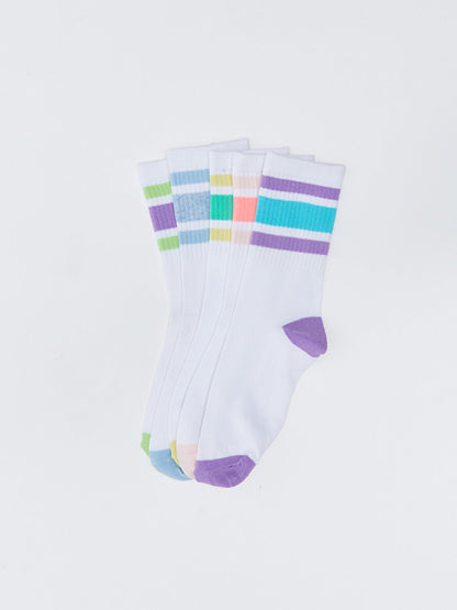 Color Blocked Girl's Socks 5 Pack