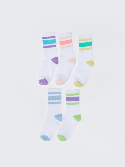 Color Blocked Girl's Socks 5 Pack